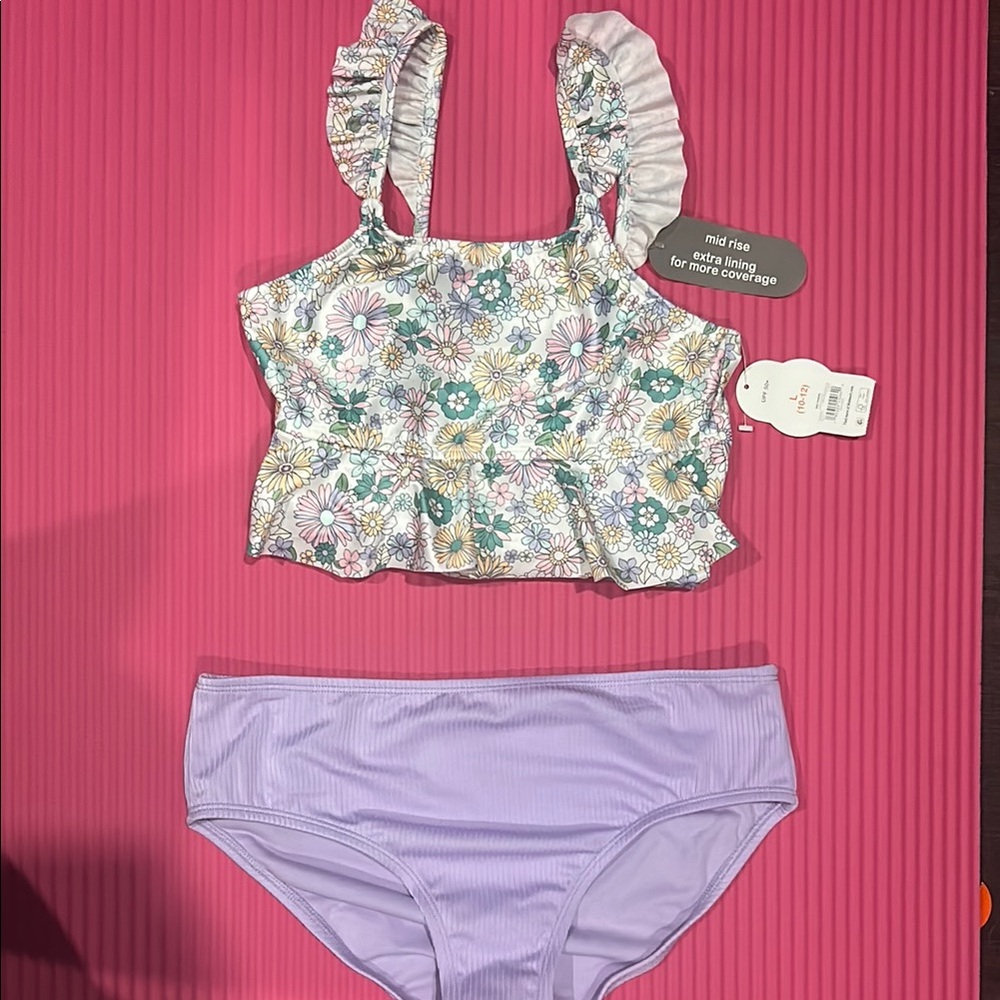Floral Bikini Set with Ruffle Top